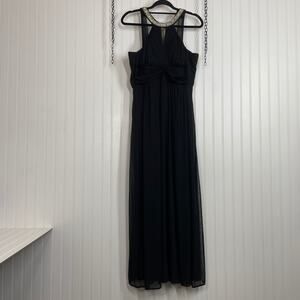 Fiesta Fashion Black Embellished Pleated Halter Neck Maxi Dress Size L